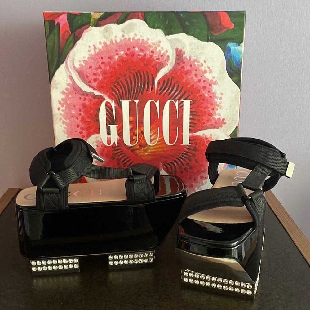 Gucci platform sandals with crystals